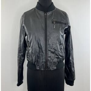 MTTM Married To The Mob Black "Other Bitches Just Front" Faux Leather Jacket L